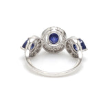 Blue Sapphire Oval Pear With Diamond Half Ring