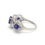 Blue Sapphire Oval Pear With Diamond Half Ring