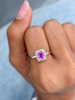 Pink Sapphire Octagon With Diamond Ring