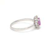 Pink Sapphire Octagon With Diamond Ring