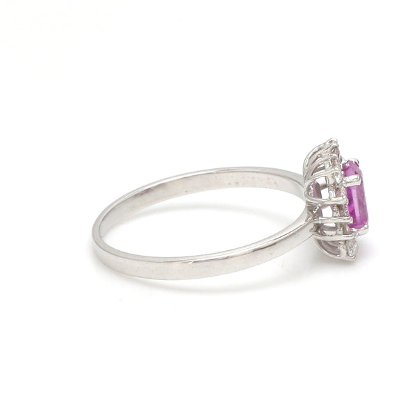 Pink Sapphire Octagon With Diamond Ring