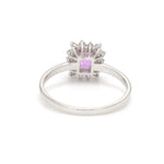 Pink Sapphire Octagon With Diamond Ring
