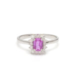 Pink Sapphire Octagon With Diamond Ring
