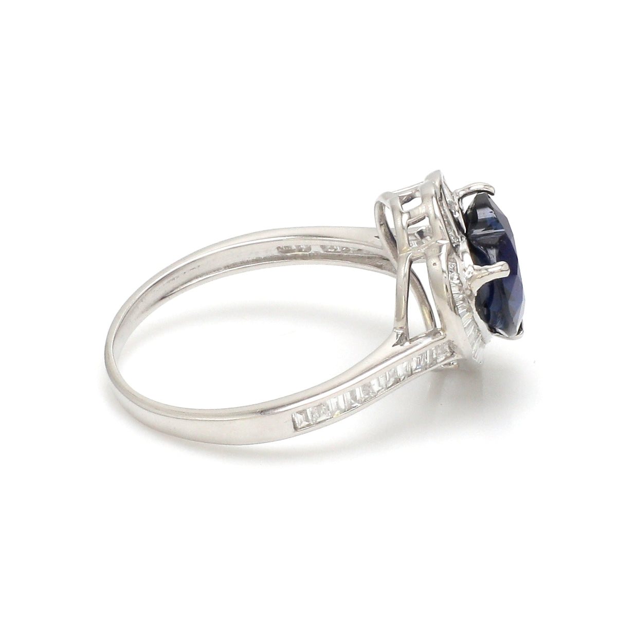 Blue Sapphire Heart With Diamond Ring