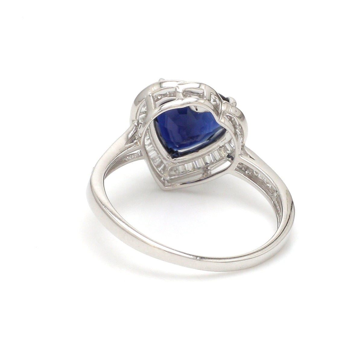 Blue Sapphire Heart With Diamond Ring