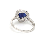 Blue Sapphire Heart With Diamond Ring