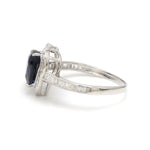 Blue Sapphire Heart With Diamond Ring