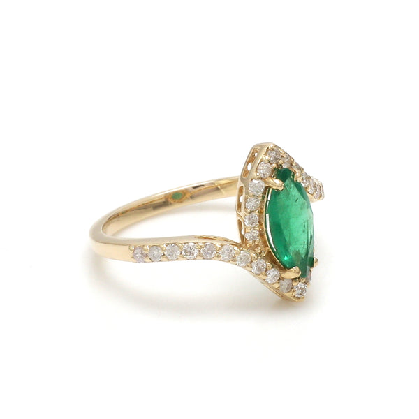 Emerald Marquise With Diamond Ring
