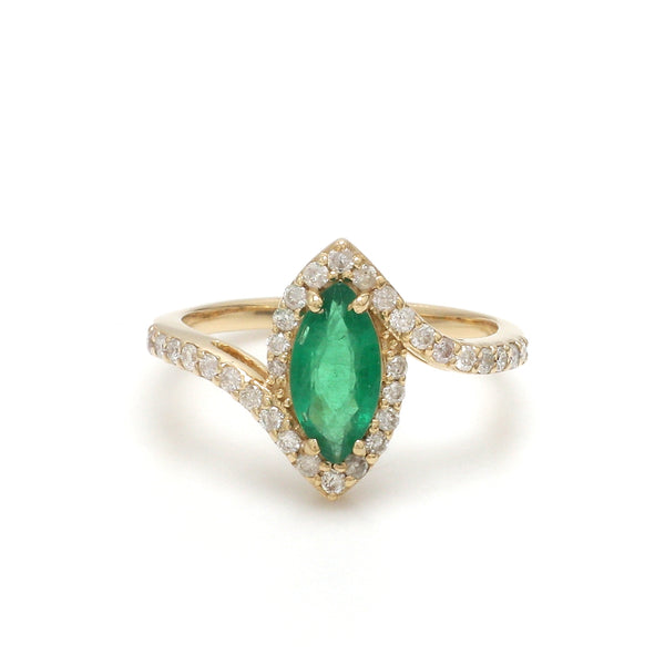 Emerald Marquise With Diamond Ring