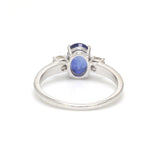 Blue Sapphire Oval With Diamond 3Pcs Ring