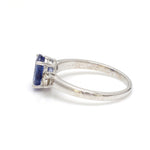Blue Sapphire Oval With Diamond 3Pcs Ring