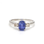 Blue Sapphire Oval With Diamond 3Pcs Ring