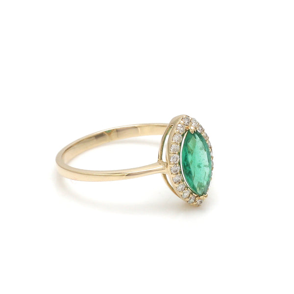 Emerald Marquise With Diamond Ring