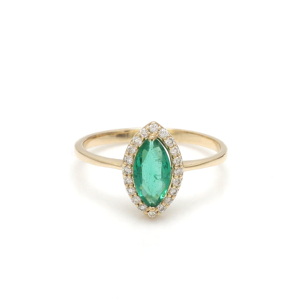 Emerald Marquise With Diamond Ring