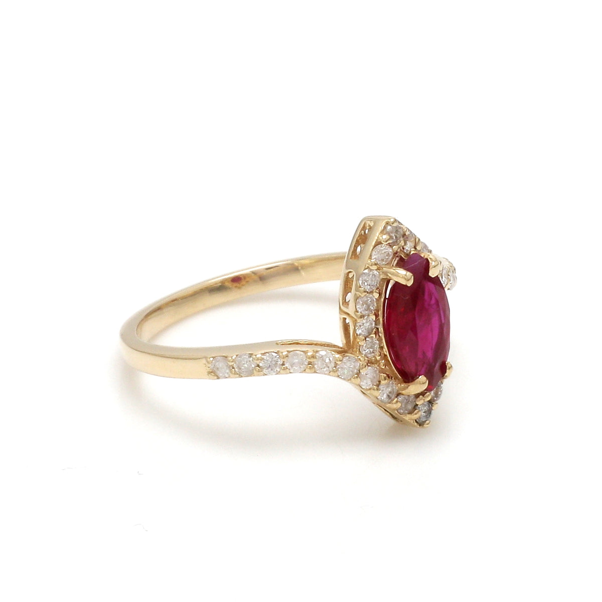 Ruby Marquise With Diamond Ring