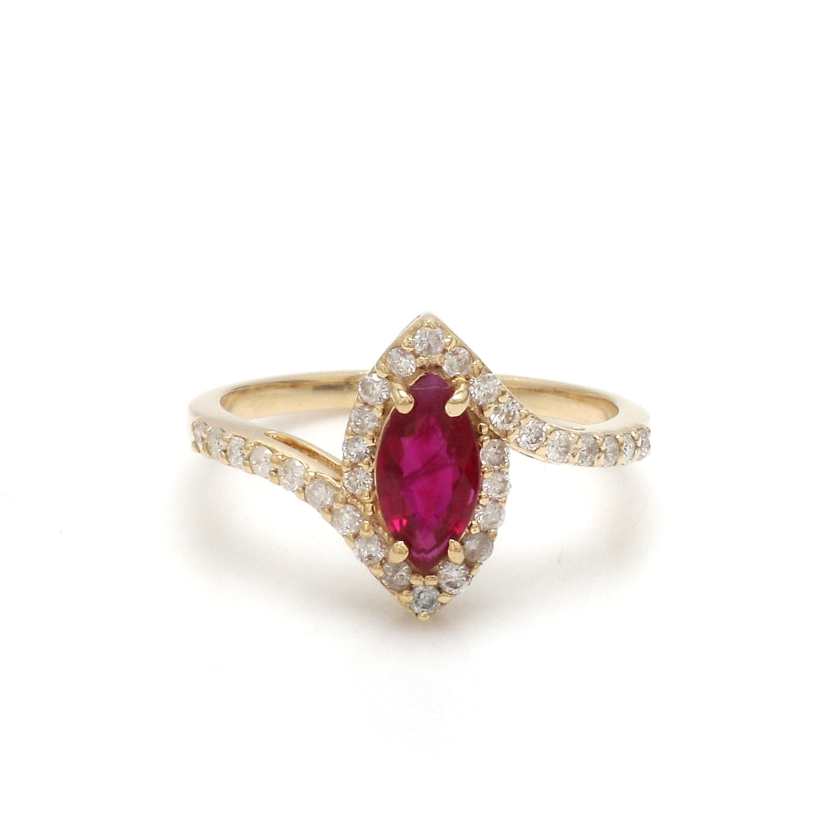 Ruby Marquise With Diamond Ring