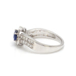 Blue Sapphire Oval With Diamond Ring