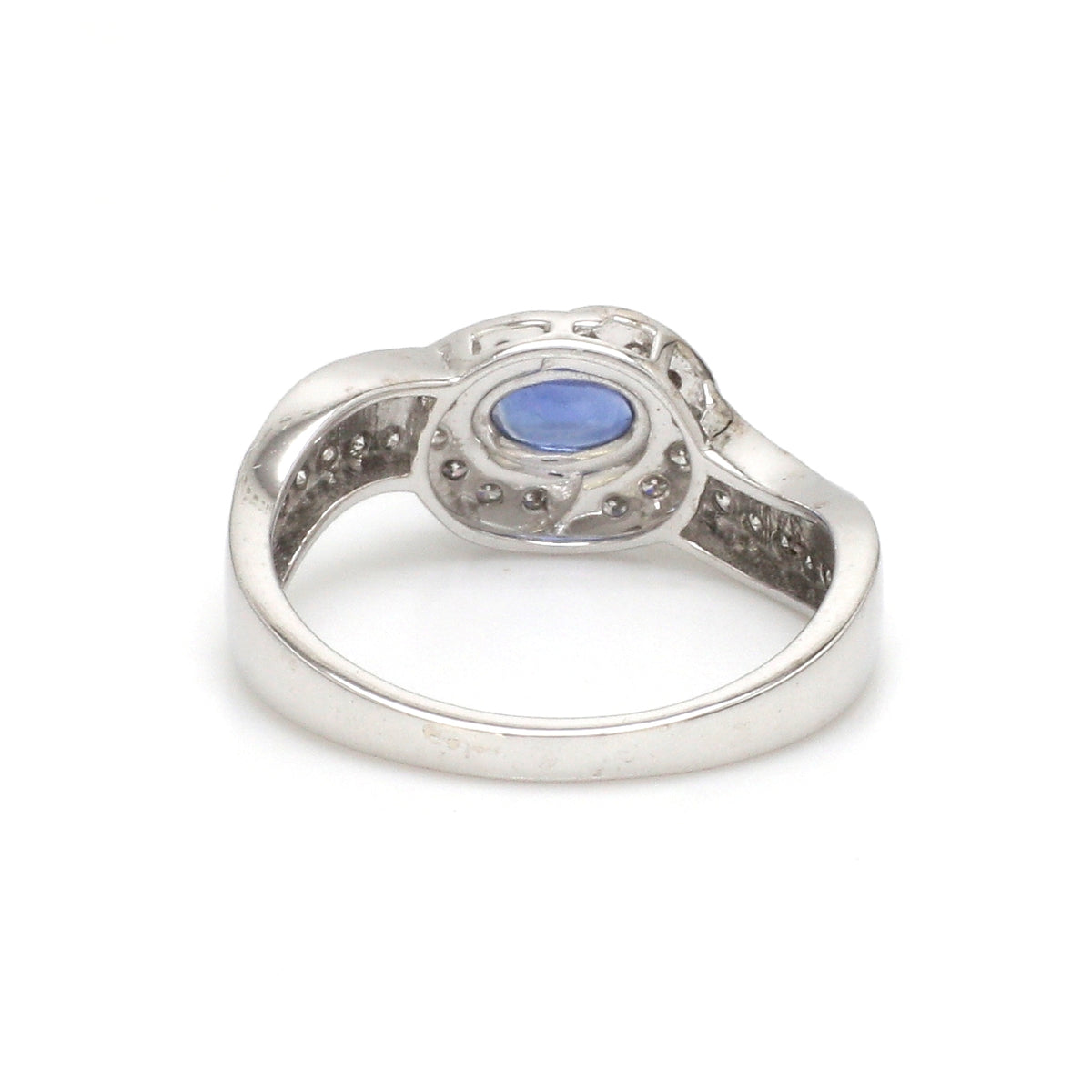 Blue Sapphire Oval With Diamond Ring