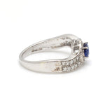 Blue Sapphire Oval With Diamond Ring