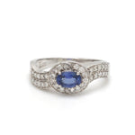 Blue Sapphire Oval With Diamond Ring