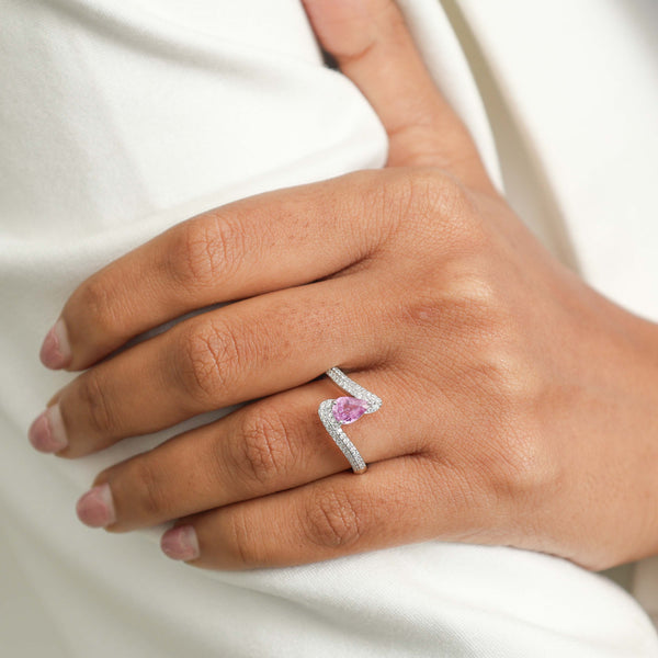 Pink Sapphire Diamond Ring