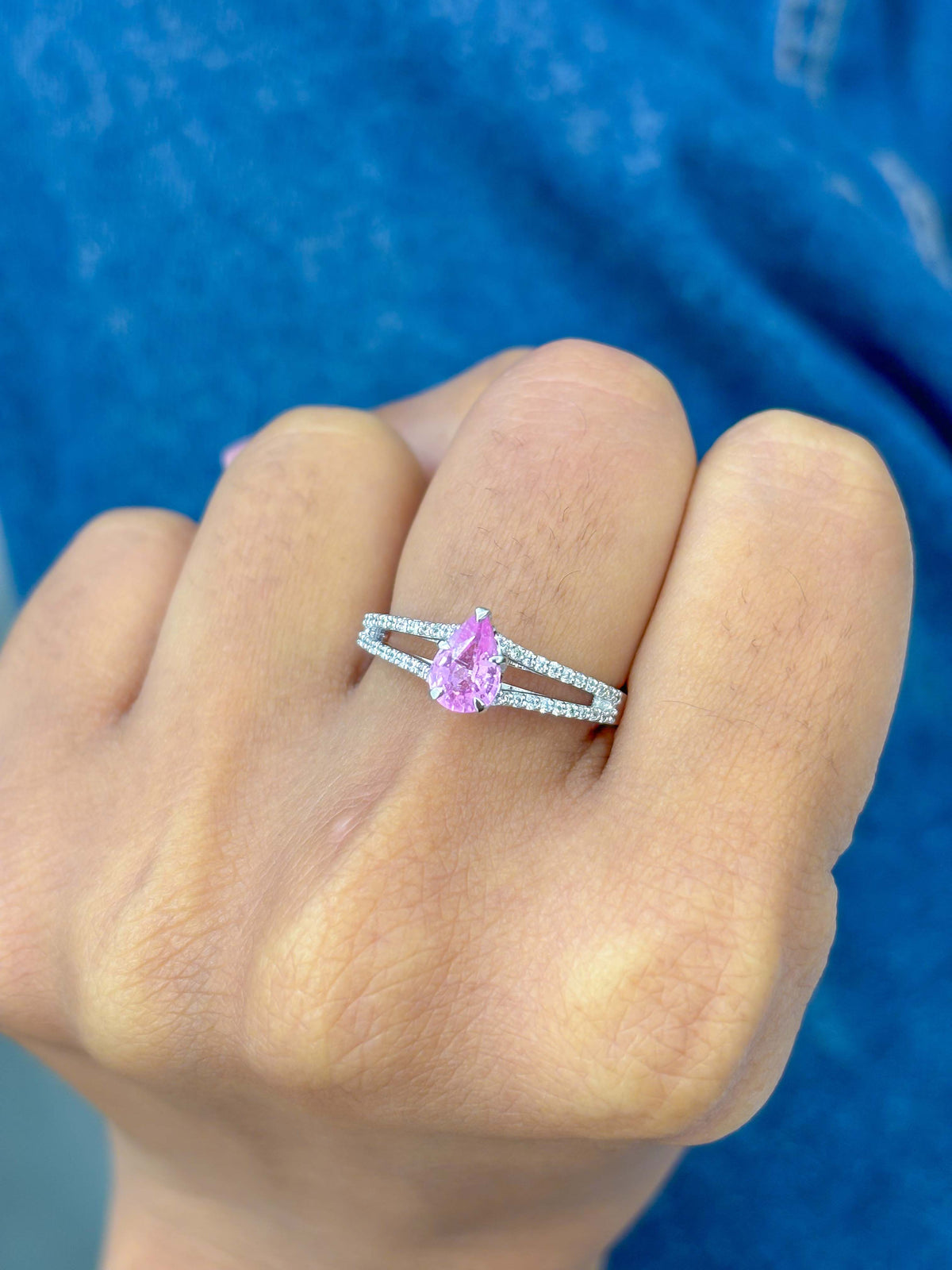 Pink Sapphire Diamond Ring