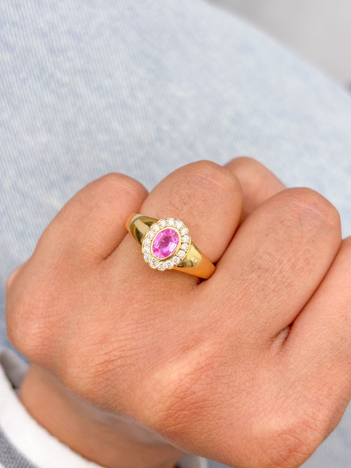 Pink Sapphire Diamond Ring