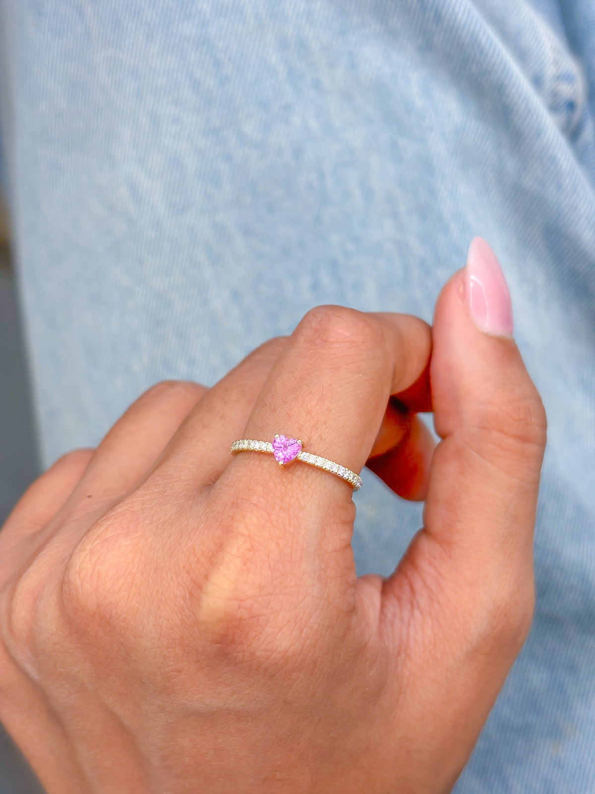 Pink Sapphire Diamond Ring