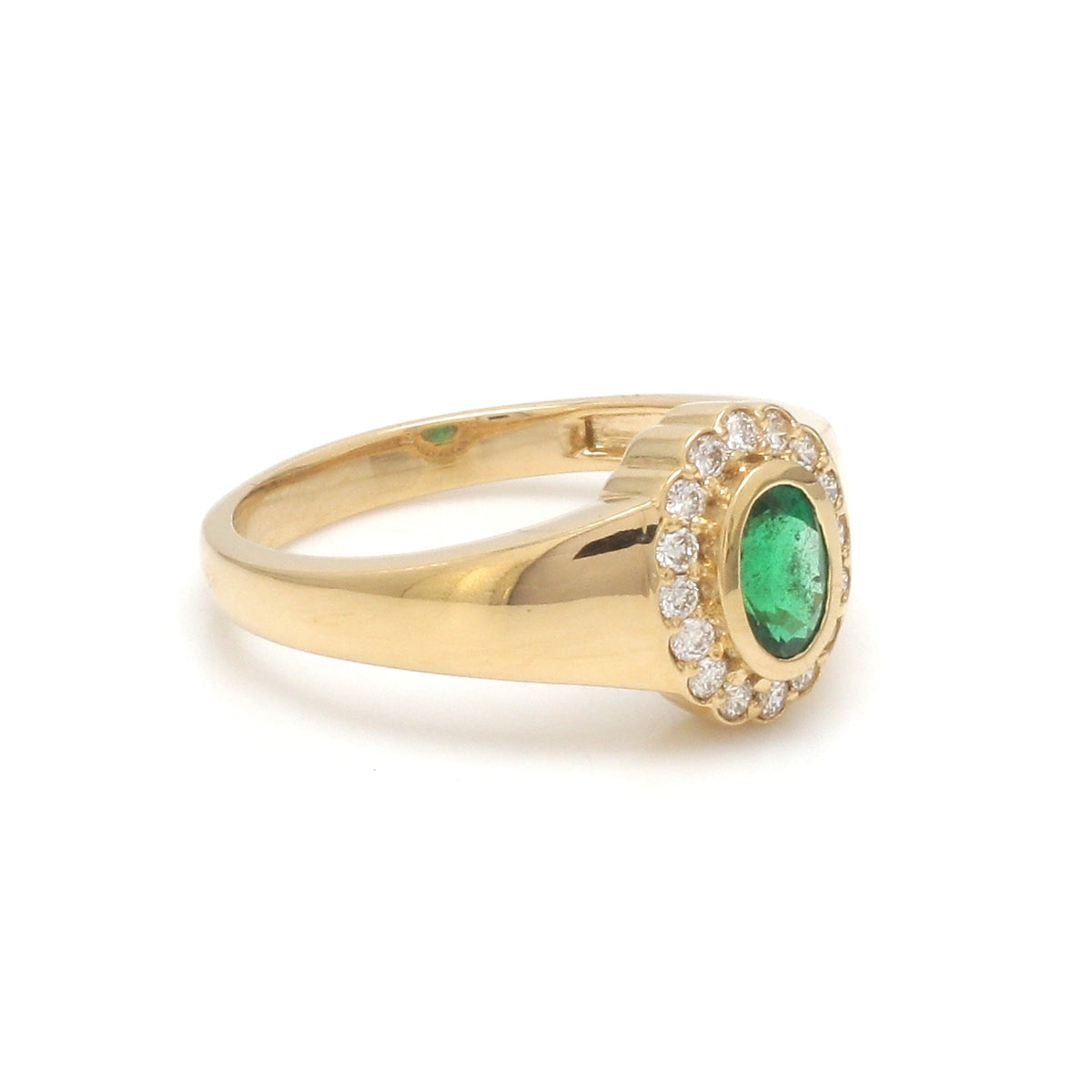 Emerald Oval Diamond Signet Ring