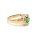Emerald Oval Diamond Signet Ring