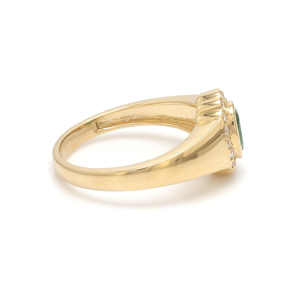 Emerald Oval Diamond Signet Ring