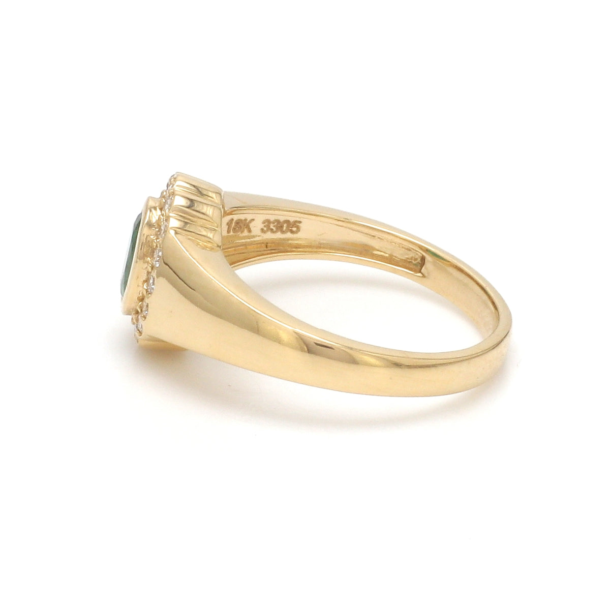Emerald Oval Diamond Signet Ring