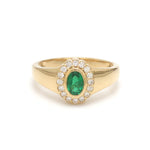 Emerald Oval Diamond Signet Ring