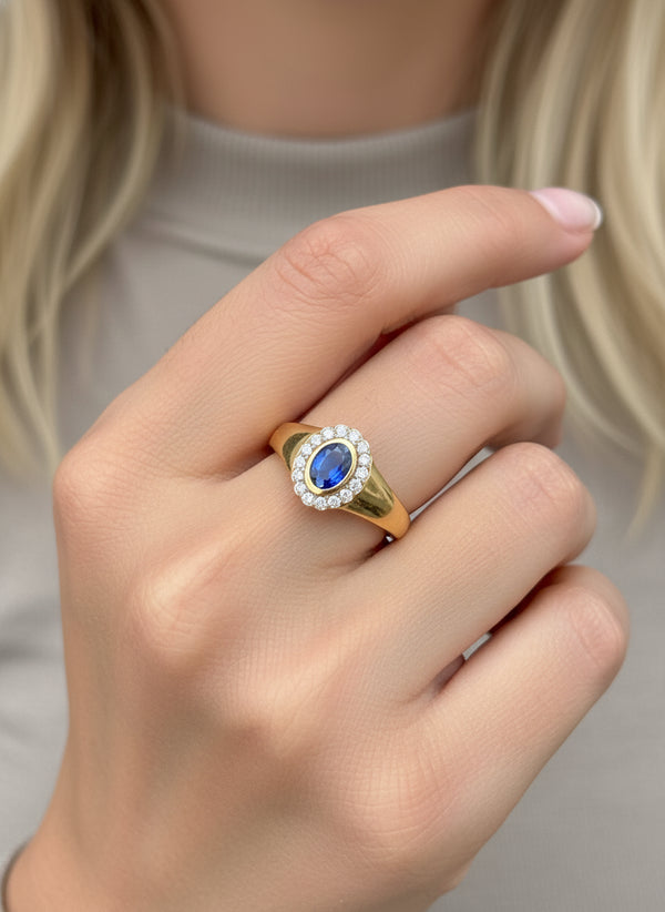 Blue Sapphire Diamond Ring