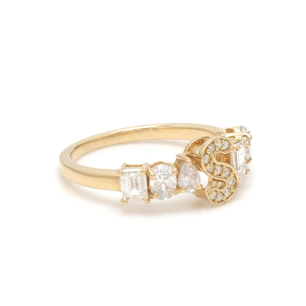 Diamond S Letter Ring