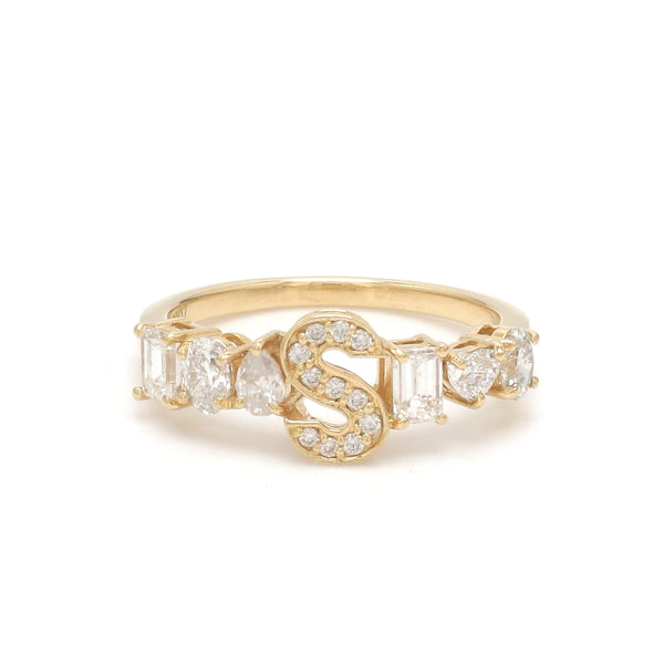 Diamond S Letter Ring