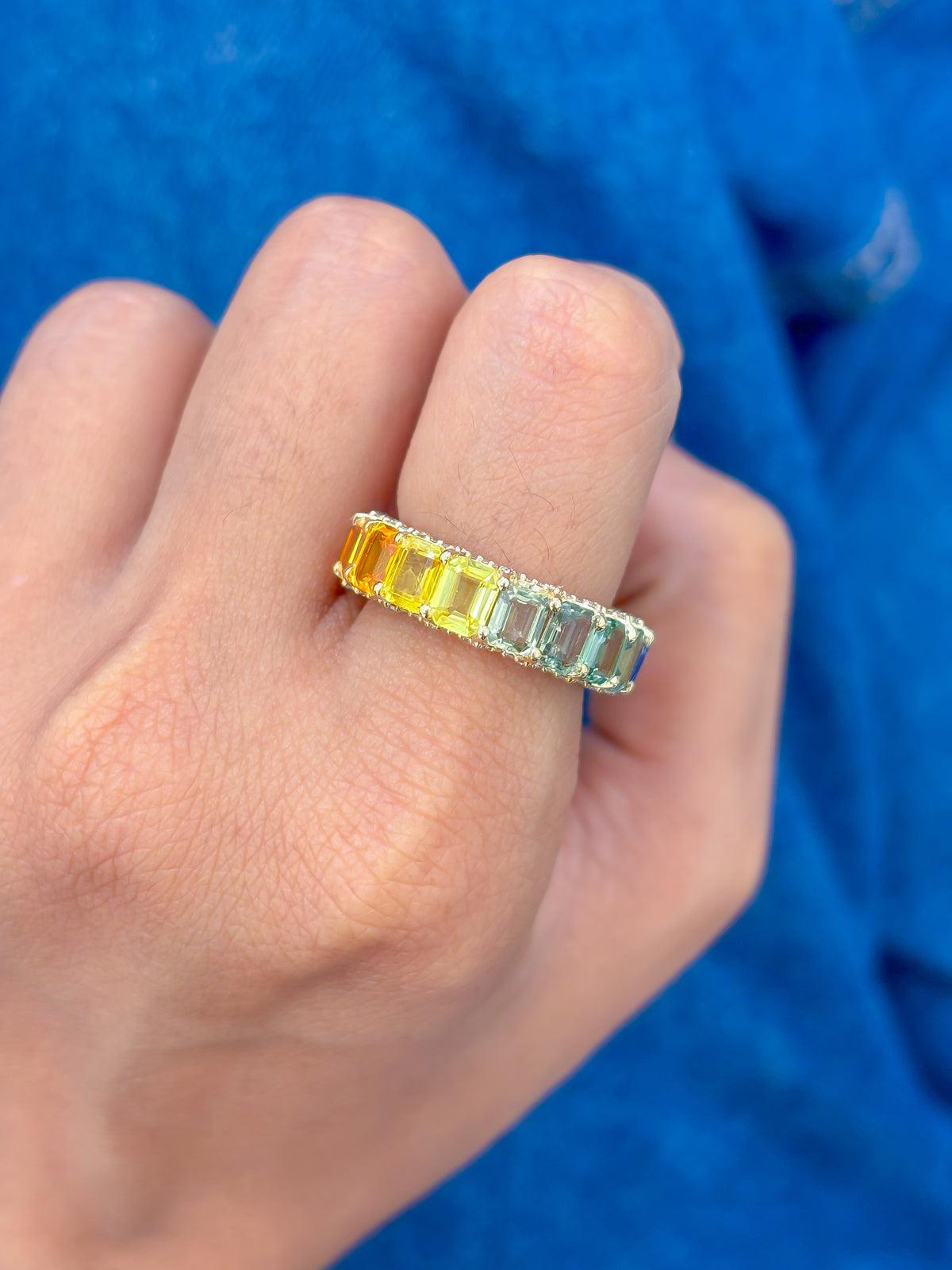 Rainbow Sapphire Diamond Ring