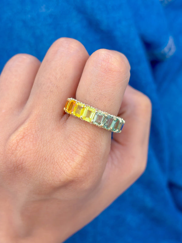 Rainbow Sapphire Diamond Ring
