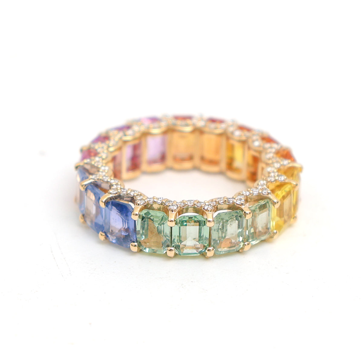 Rainbow Sapphire Diamond Ring