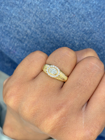 JPRG-3377/8579 Diamond Oval With Diamond Pinky Ring