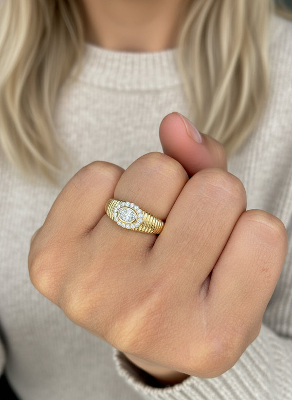 Diamond Oval With Diamond Pinky Ring