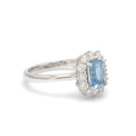 Aquamarine Octagon With Diamond Ring