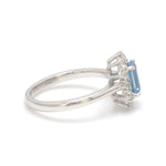 Aquamarine Octagon With Diamond Ring