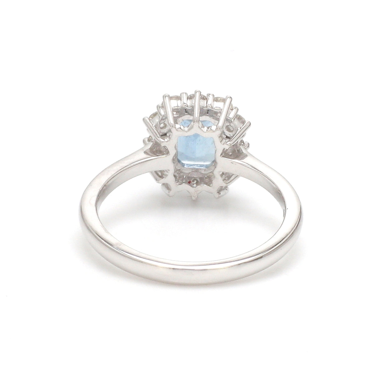 Aquamarine Octagon With Diamond Ring