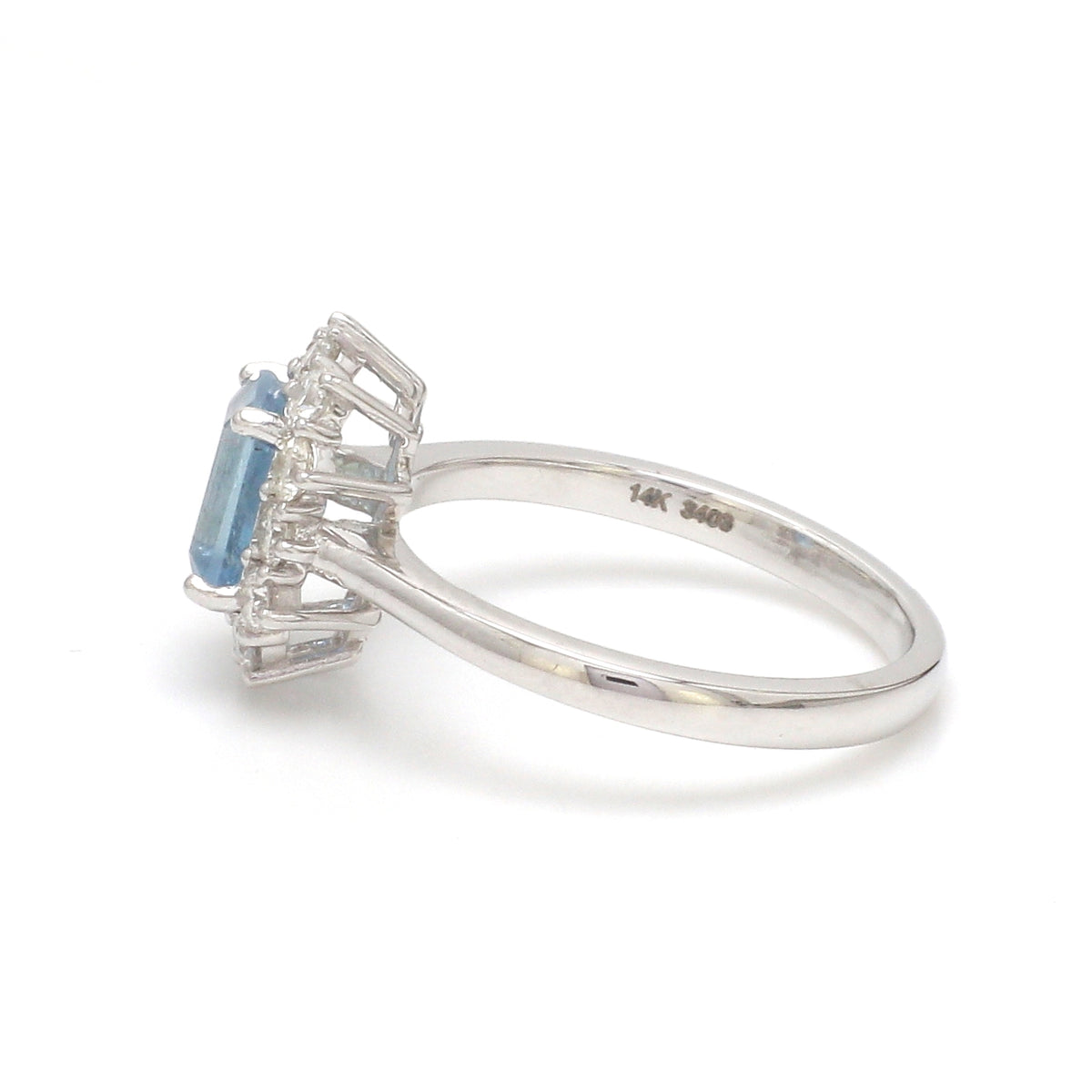 Aquamarine Octagon With Diamond Ring