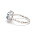 Aquamarine Octagon With Diamond Ring