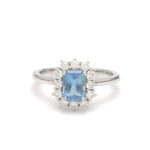 Aquamarine Octagon With Diamond Ring