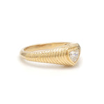 Diamond Heart Ribbed Ring