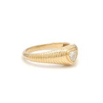 Diamond Heart Ribbed Ring