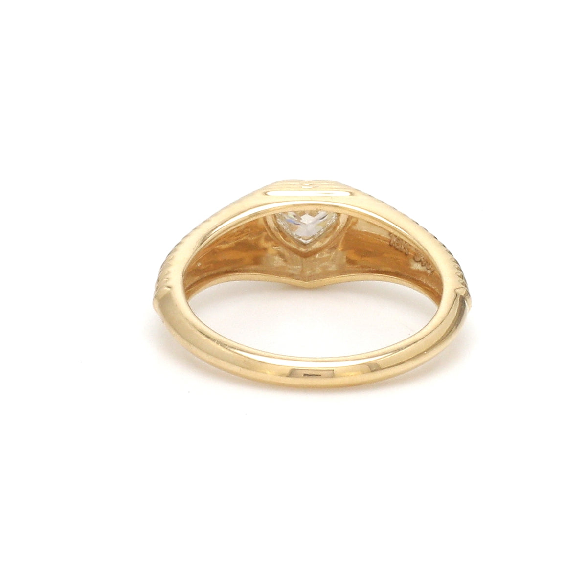 Diamond Heart Ribbed Ring